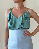 FRILL JUNE TOP RED SATIN/MORE COLOURS