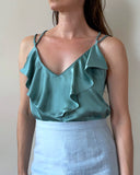 FRILL JUNE TOP RED SATIN/MORE COLOURS