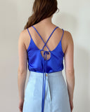 FRILL JUNE TOP QUEEN BLUE SATIN/MORE COLOURS