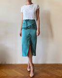 PENCIL SKIRT WATERGREEN SATIN