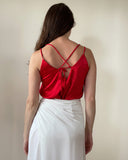 FRILL JUNE TOP RED SATIN/MORE COLOURS