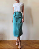 PENCIL SKIRT WATERGREEN SATIN