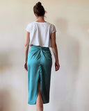 PENCIL SKIRT WATERGREEN SATIN