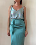 JUNE TOP MEMAID MINT SATIN