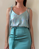 JUNE TOP MEMAID MINT SATIN