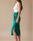 PENCIL SKIRT EMERALD SATIN/MORE COLOURS