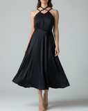 DAPHNE DRESS BLACK SATIN/MORE COLOURS