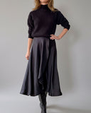 WRAPSKIRT/DRESS BLACK SATIN