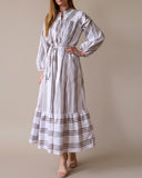 RUBY DRESS GREY STRIPES