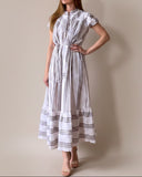 SHORT SLEEVE RUBY DRESS GREY STRIPES