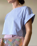 CROPPED AYA TOP BLUE STRIPES