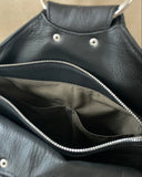 BLACK & PITHON PRINT LEATHER O-RING BAG