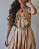 SATIN FRILL OVERALL CHAMPAGNE GOLD