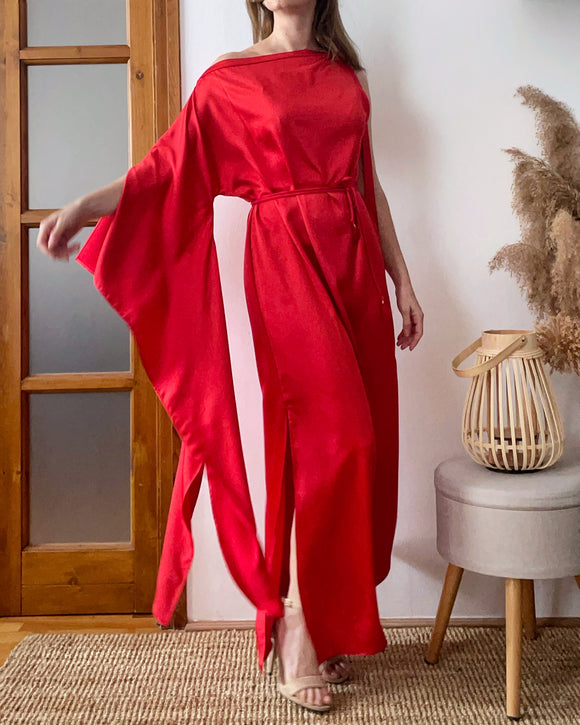 SATIN FREYA DRESS RED/MORE COLOURS