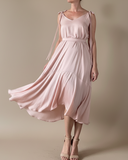 MIDI FRIDA DRESS PASTEL POWDER SATIN/MORE COLOURS