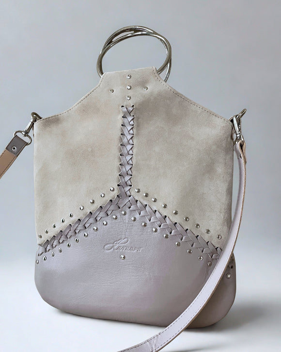 MALLOW & BEIGE BRAIDED O-RING BAG