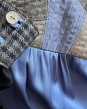 RUBY DRESS DRESS UPCYCLED TWEED & CORNFLOWER SATIN