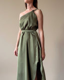 GAIA DRESS OLIVE SATIN/MORE COLOURS