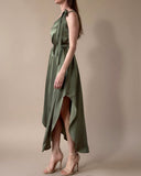 GAIA DRESS OLIVE SATIN/MORE COLOURS