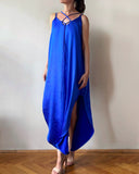 STRAP JUNE DRESS QUEEN BLUE SATIN/MORE COLOURS