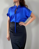 BOW ASHA TOP QUEEN BLUE SATIN/MORE COLOURS