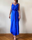 STRAP JUNE DRESS QUEEN BLUE SATIN/MORE COLOURS