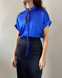 BOW ASHA TOP QUEEN BLUE SATIN/MORE COLOURS