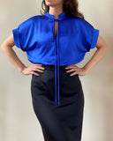BOW ASHA TOP QUEEN BLUE SATIN/MORE COLOURS