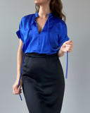 BOW ASHA TOP QUEEN BLUE SATIN/MORE COLOURS