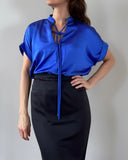 BOW ASHA TOP QUEEN BLUE SATIN/MORE COLOURS
