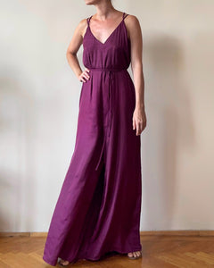 SATIN OVERALL AUBERGINE