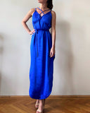 STRAP JUNE DRESS QUEEN BLUE SATIN/MORE COLOURS