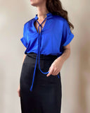 BOW ASHA TOP QUEEN BLUE SATIN/MORE COLOURS