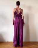 SATIN OVERALL AUBERGINE