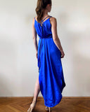 STRAP JUNE DRESS QUEEN BLUE SATIN/MORE COLOURS