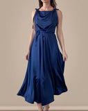 DAPHNE DRESS NAVY SATIN/MORE COLOURS