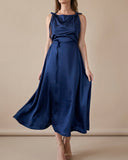 DAPHNE DRESS NAVY SATIN/MORE COLOURS