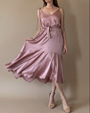 MIDI FRIDA DRESS PEONY PINK SATIN/MORE COLOURS