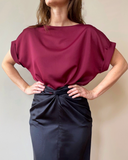AYA TOP BURGUNDY SATIN