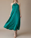 DAPHNE DRESS EMERALD SATIN/MORE COLOURS
