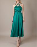 DAPHNE DRESS EMERALD SATIN/MORE COLOURS