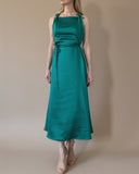 DAPHNE DRESS EMERALD SATIN/MORE COLOURS