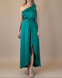 HELENA DRESS EMERALD SATIN/MORE COLOURS
