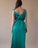 IRIS DRESS EMERALD SATIN/MORE COLOURS