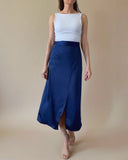 LANA WRAPSKIRT NAVY SATIN/MORE COLOURS