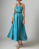 DAPHNE DRESS WATERGREEN SATIN/MORE COLOURS