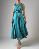 DAPHNE DRESS WATERGREEN SATIN/MORE COLOURS