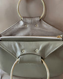 TWO SIDED MINI O-RING BAG LIGHT OLIVE-PEARL GOLD