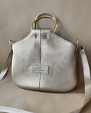 TWO SIDED MINI O-RING BAG LIGHT OLIVE-PEARL GOLD