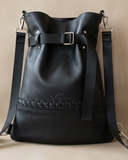 BRAIDED BACKPACK/TOTEBAG BLACK